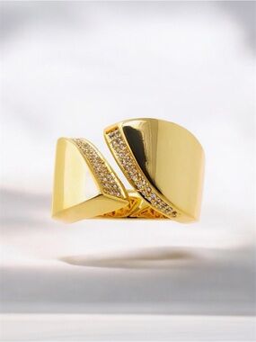 Adina Eden Solid/Pave Open Claw Wide Adjustable Ring NWT